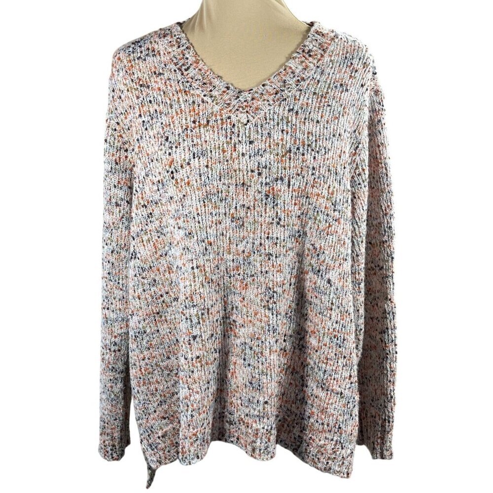 EST 1946 Cato Sweater Confetti V-Neck Orange Cream Size 18/20W